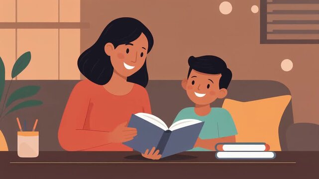 A caring mother reads a book with her child, highlighting family bonding, early education, literacy, learning, parenting, childhood development, and joyful storytelling.