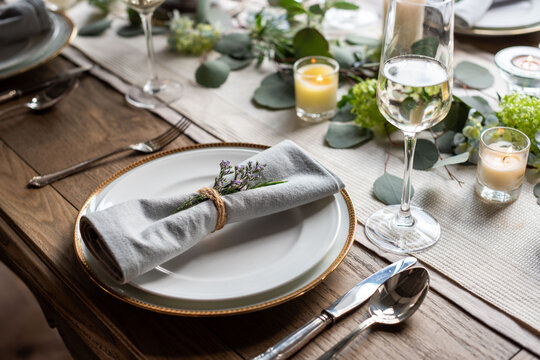 Elegant rustic dining setup photo