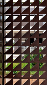Metal grid with geometric motifs in Brasilia, Federal District, Brazil