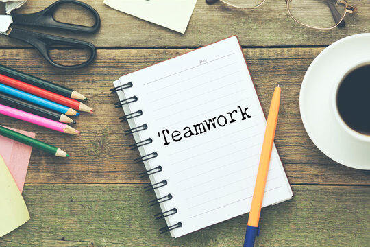 teamwork text on paper