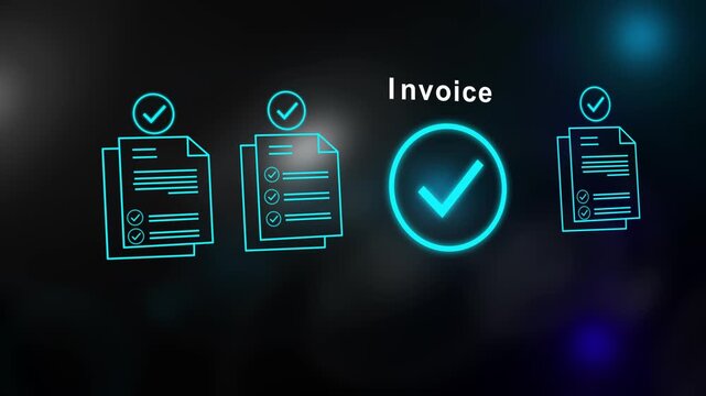 Digital Invoice Verification Animation Showcasing Quality Assurance Billing Compliance and Efficient Financial Management Systems for Modern Business Success