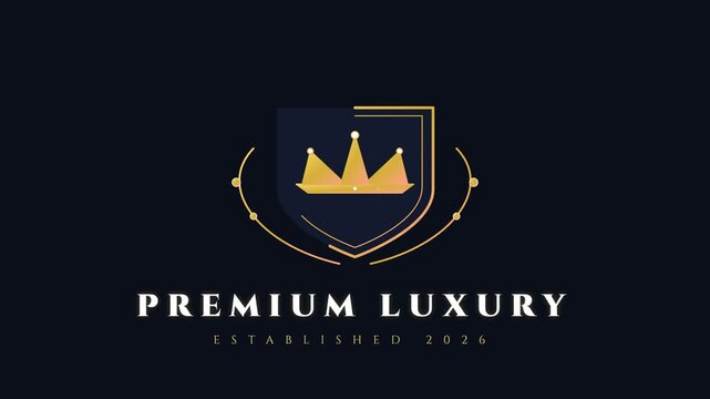 Elegant Premium Luxury Shield Logo Design Featuring A Minimalist Gold Crown Vector Symbol For Sophisticated Corporate Branding Identity Projects