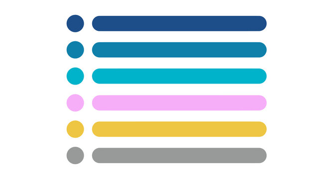 Minimalist bullet point list design with colorful rounded bars checklist minimalist colorful template information organization presentation business interface creative collection