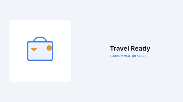 Minimalist 2D flat vector illustration of a travel suitcase icon, ideal for tourism, vacation trip planning, and luggage symbols