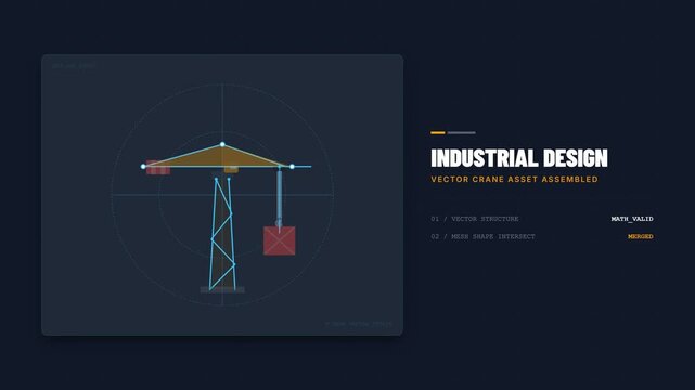 Flat Vector Illustration of an Industrial Cargo Crane Lifting a Container for Logistics and Shipping Design