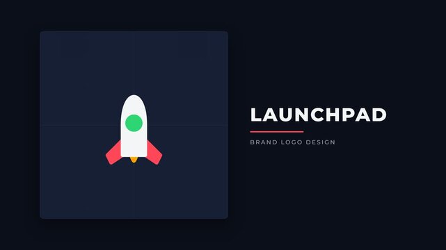 Flat 2D Vector Rocket Launchpad Logo Design Concept with Minimal Spacecraft Icon for Startup Branding