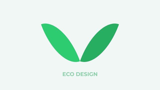 Eco design concept with green leaves in a minimalist vector illustration style for sustainability and nature branding