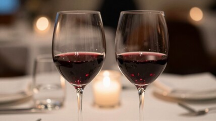Fototapeta premium Toasting Wine Glasses at Restaurant Table