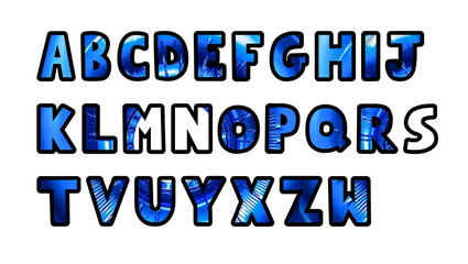 Blue abstract water wave pattern alphabet set for graphic design with alphabet typography abstract creative © MDfardous