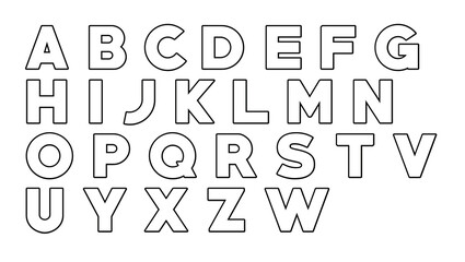 Minimalist bold slab serif alphabet letters in clean black and white outline with alphabet typography minimalist © MDfardous