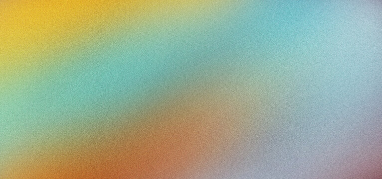 Grainy vibrant color gradient background, orange blue yellow white noise texture retro digital banner poster header cover backdrop design
