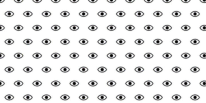 Cool Black Eyes Halftone Pattern Background. Retro Pop Art Black Eye Pattern Illustration.