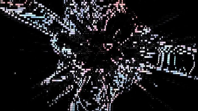 Futuristic digital glitch background, abstract cyber punk data distortion, sci-fi signal interference texture