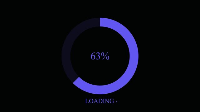 Circle loading bar icon animation. bule  color loading, load  Animated circle loading from 0 to 100 increasing percentage with alpha channel, downloading process icon,