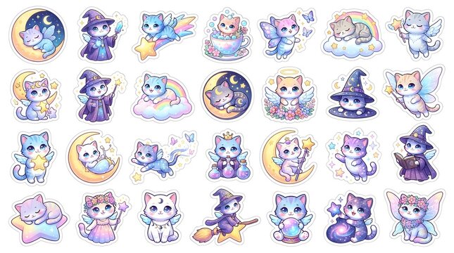 Feline sprites and magical cats are presented in an extensive array of cute character designs.