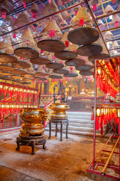 Ritual Bowls Inside a Buddhist Temple