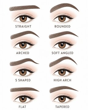 Eyebrow Shapes Chart with Eyes - Beauty Reference Guide