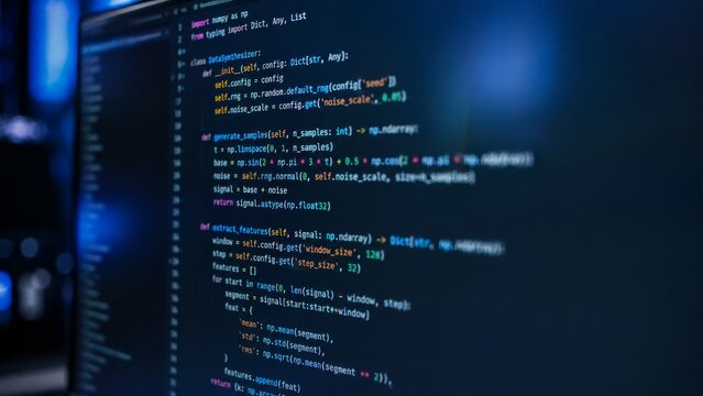 Computer Programming Code and Cybersecurity Software Development on Dark Screen