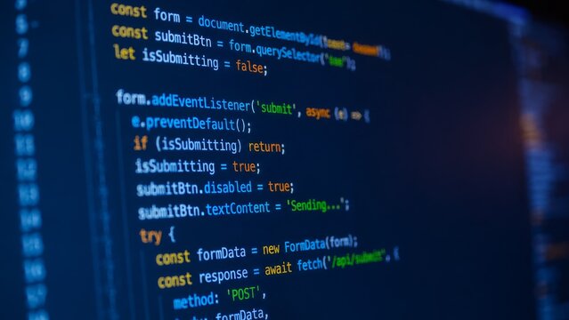 Computer Programming Code and Cybersecurity Software Development on Dark Screen