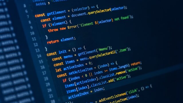 Computer Programming Code and Cybersecurity Software Development on Dark Screen