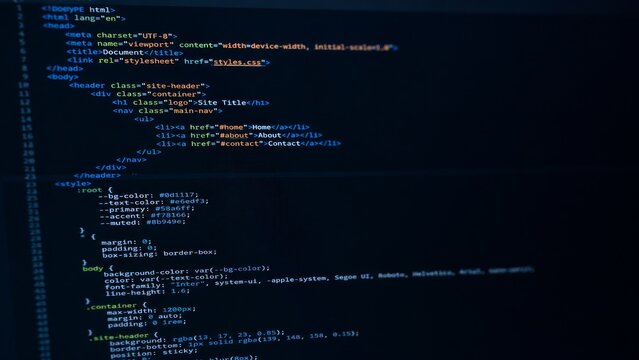 Computer Programming Code and Cybersecurity Software Development on Dark Screen