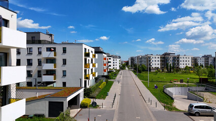 New residential complex, street architecture, modern developer, aerial photography, Wroclaw, Poland