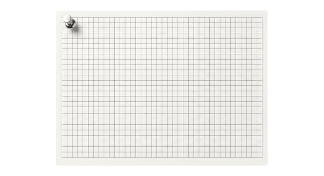 Grid paper note pinned with a silver pushpin in the corner