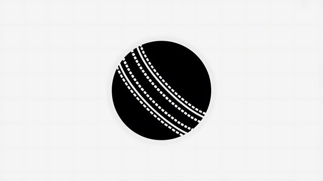 Black cricket ball icon with white stitching