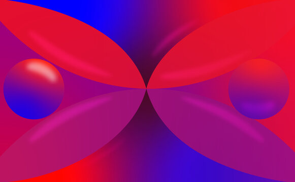 Abstract Red and Purple Symmetrical Geometric Background with Gradient Circles