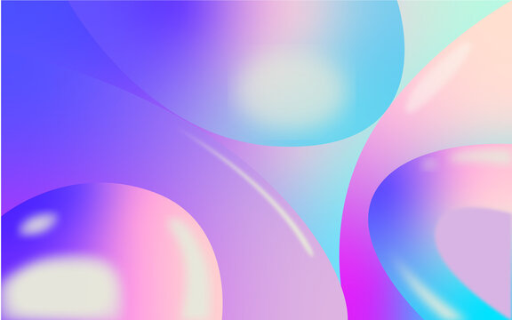 Abstract Pastel Gradient Shapes Background with Soft Glossy Forms