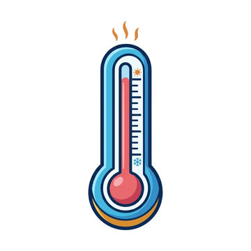 A detailed digital illustration featuring a thermometer measuring high temperature, showcasing heat intensity against a clean isolated white background