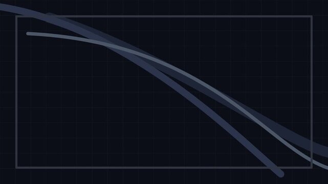 Blue curved lines with technical grid on dark background.