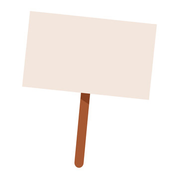 Blank rectangular sign on a wooden stick