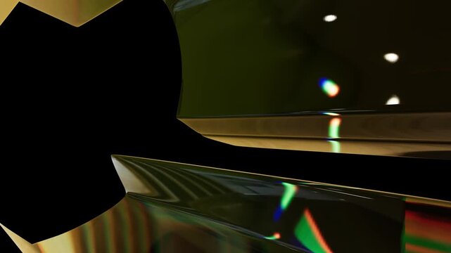 Cinematic anamorphic lens flare with rainbow light leaks, vintage optical glass reflections on black background, abstract film burn overlay