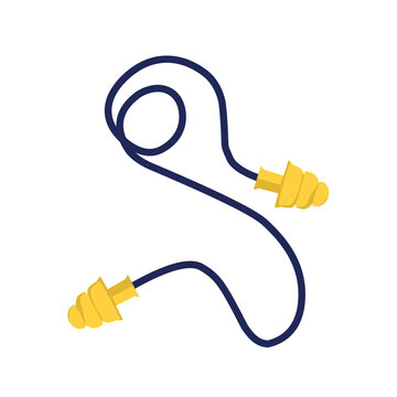 Pair of yellow foam earplugs with a connecting cord