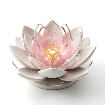 Lotus flower blooming open a translucent 3d rendering on white background