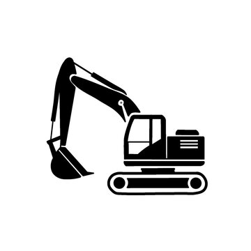 Excavator Digger Construction Vehicle Vector Icon