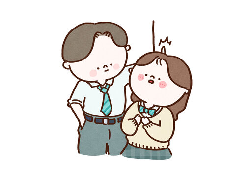 High school girl heart pounding after being kabedon by a handsome classmate, shojo manga romance concept