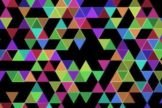 Colorful geometric pattern with triangles and black background