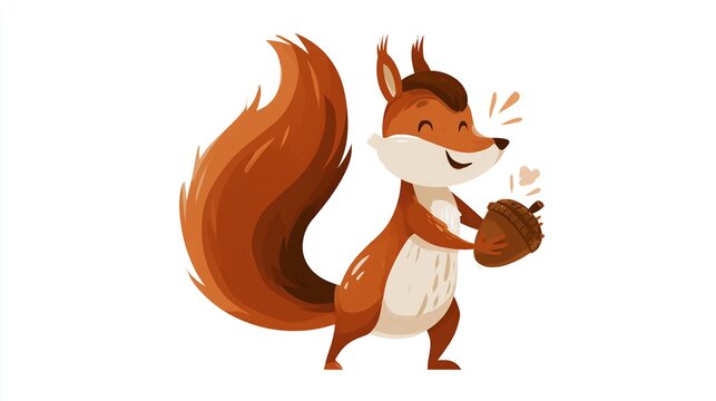 Happy Squirrel Holding an Acorn with a Joyful Expression