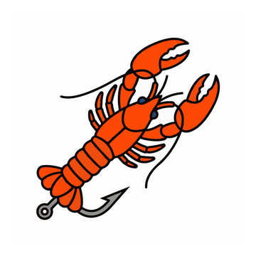 Bright orange crayfish fishing lure with sharp hook