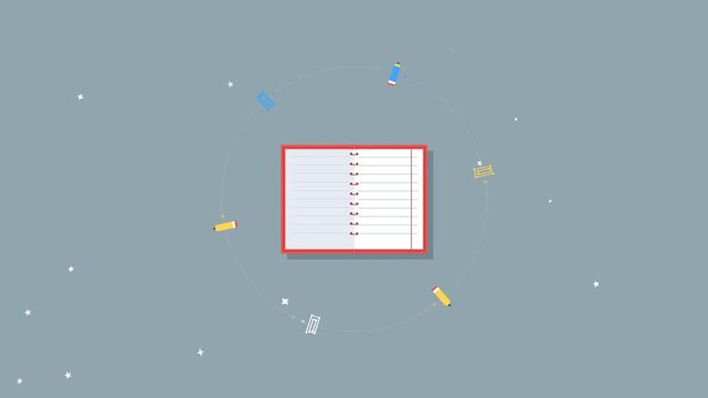 Animated vector video of a book as a foundation for education.