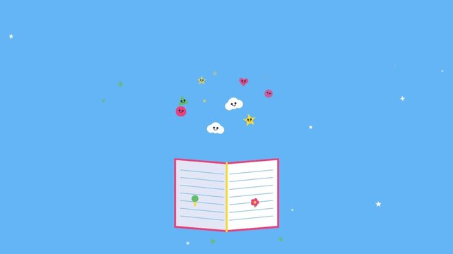 Animated vector video of a book as a foundation for education.