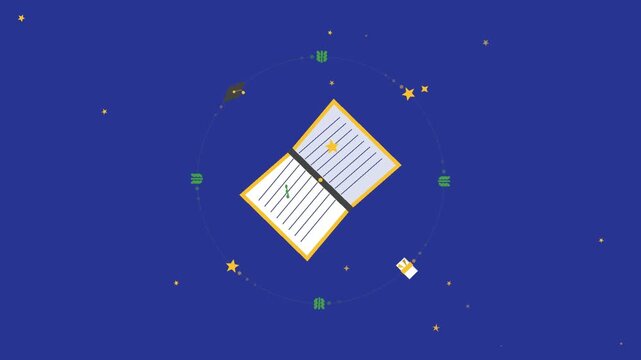 Animated vector video of a book as a foundation for education.
