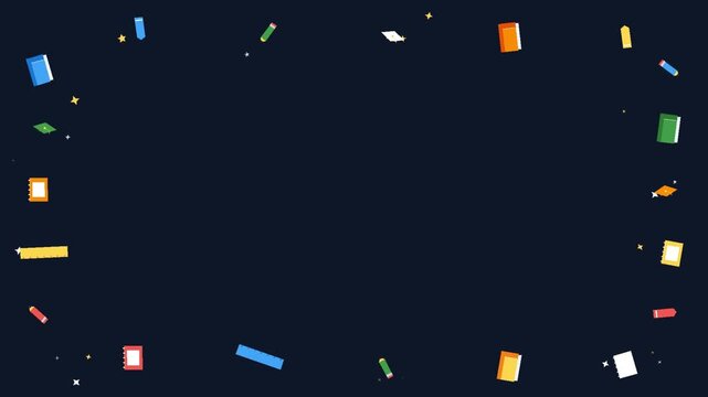 Animated vector video of a book with a space theme.
