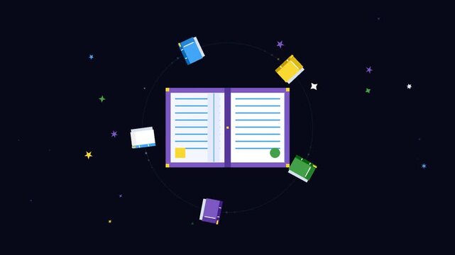Space-themed animated vector video a guide to life