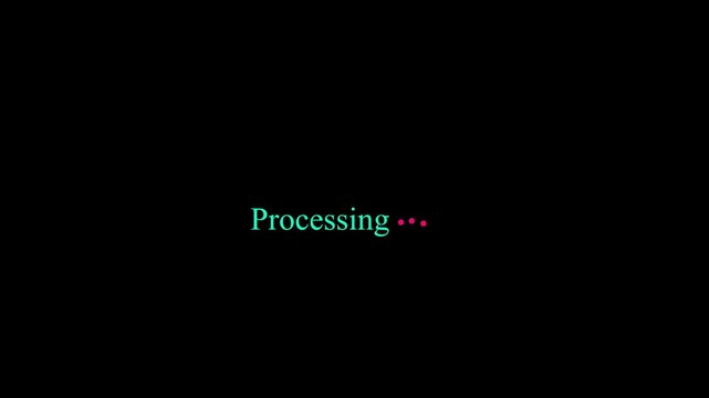 Processing Loading Text With Animated Dots Digital Interface Status Indicator Modern 4k animation video