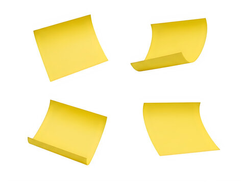 Four vibrant yellow sticky notes arranged in a loose cluster
