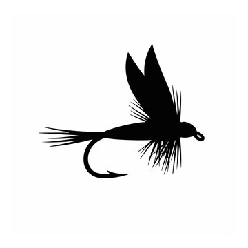 Dry fly fishing lure silhouette icon