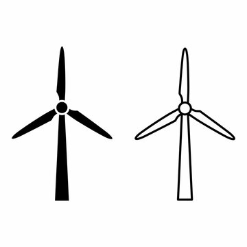 Wind turbine icons for renewable energy and sustainable power